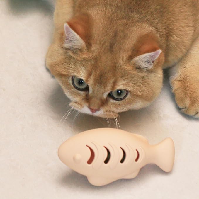 Cat Toys for Indoor Cats, Fish Shaped Chew Catnip Toys for Teeth Cleaning, Food Grade Silicone Cat Enrichment Toy, Interactive Kitten Teething Toys with 1 Cat Nip Ball, 2 Pcs