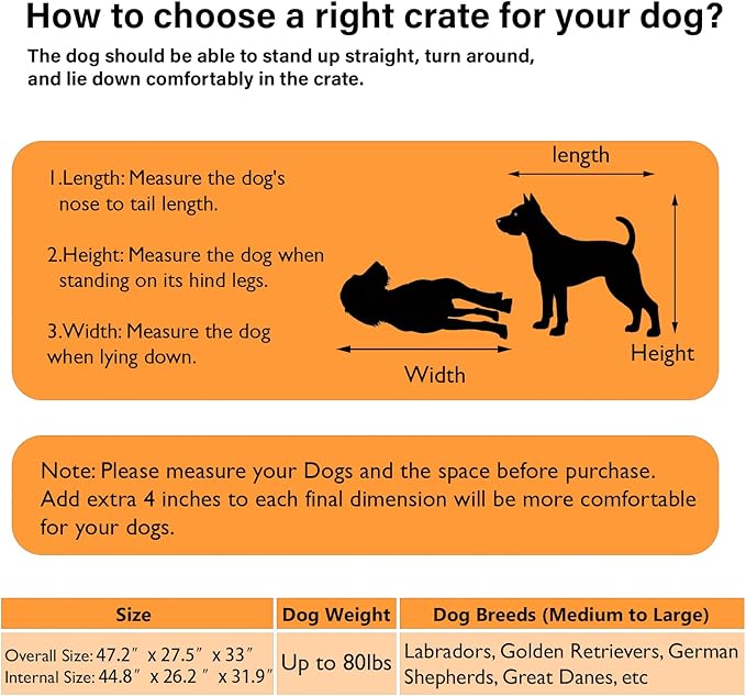 COZPAW Dog Crate Furniture, 48 Inch Dog Crates for Medium/Large Dogs, Farmhouse Wood Dog Kennel Indoor Heavy Duty Dog Cage with Caster Wheels (Gray)