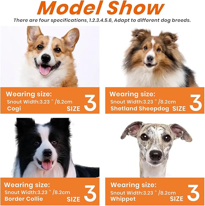 Dog Muzzle – Lightweight Breathable Basket Muzzle, Anti-Biting & Chewing, Adjustable Fit for Small, Medium & Large Dogs(Size 3)