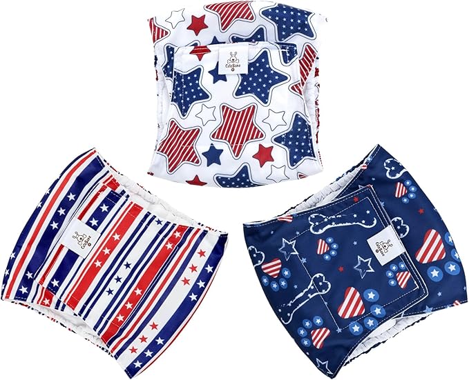 CuteBone Dog Diapers Male Belly Bands 3 Pack for Male Dogs Reusable Puppy Wraps DM66XS