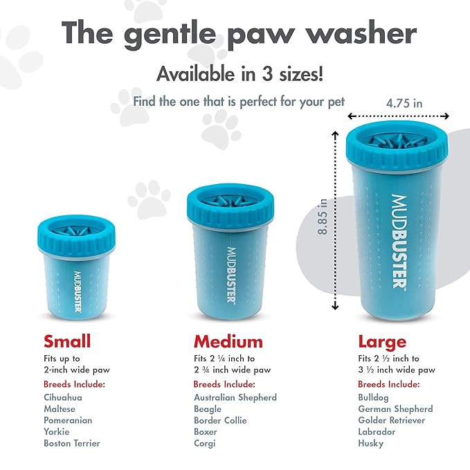Dexas MudBuster Portable Dog Paw Cleaner, Large, Blue (PW720312)