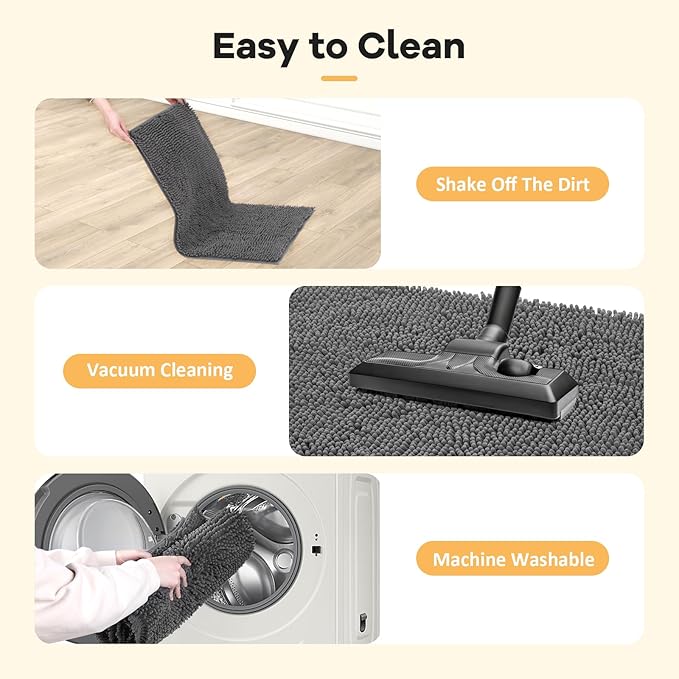 Absorbent Dog Door Mat for Muddy Paws, 72" x 36" Chenille Indoor Mats for Entryway, Trap Dirt Front Door Mat Indoor Entrance Washable Non Slip Soft
