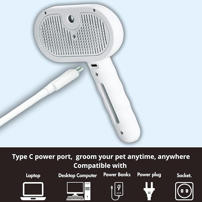 4 in 1 Cat Steam Brush: steam brush for cats, Grooming, Shedding, Mist Spray, Hair Removal Comb & Massager, USB Rechargeable Self Cleaning cat steam brushes for indoor cats - Pink