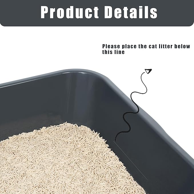 2 Pack of Extra Large Cat Litter Box (ABS Material), Low Entry Senior Litter Pen for Geriatric Kitty Big Cats, Jumbo Pet Safe Litter Boxes Tray for Pets Potty (Beach Sand, 20" L x 15.5" W)