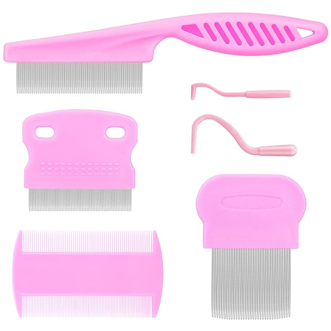 Cat & Dog Grooming Set - Fine Tooth Comb For Grooming And Removing Dandruff Flakes Remove Float Hair Tear Marks (pink)