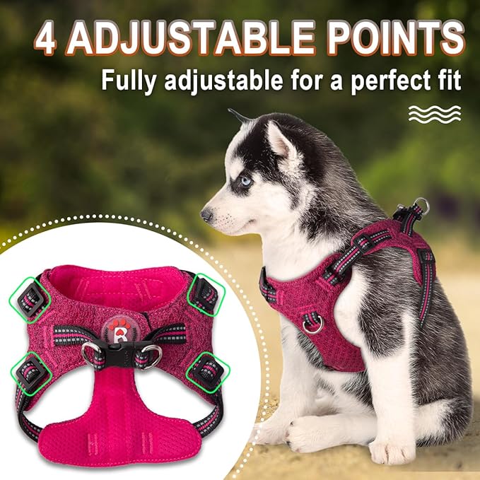 Dog Harness Step in Dog Vest Harness, Reflective Adjustable Puppy No Pull Harness Breathable Soft for Small and Medium Dogs Cats, Pink/Black, XXS