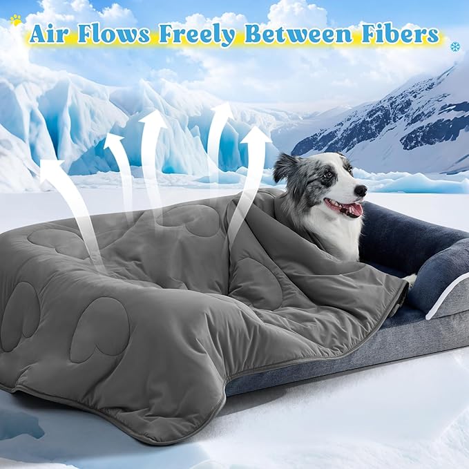 Cooling Blanket for Dogs, Lightweight & Durable Dog Cooling Mat, Q-MAX>0.45 Soft Breathable Pets Comforter for Couch, Bed & Car Essential - Dark Grey 25x40 Inches