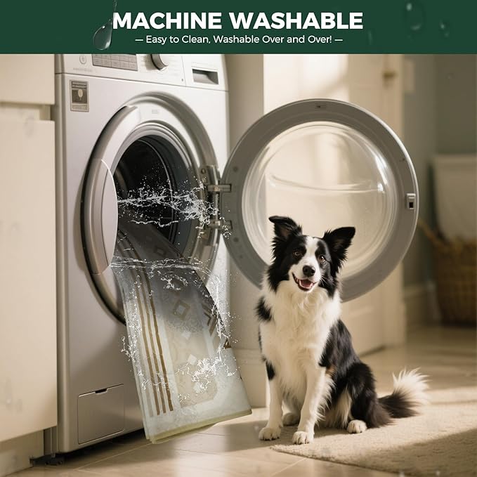 FXW Washable Pee Pads for Dogs, Puppy Pads with Super Absorbent, Specifically Designed for FXW Rollick/Homeplus 24 inch 8 Panels Dog Playpen, 63" Square, Khaki Geometric, 1 Pack