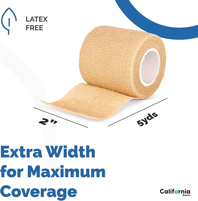 Self-Adhesive Bandage Wrap - Suitable for All Sports - Breathable Athletic Tape for Wrists - Knee and Ankle - Self Adhesive Bandage- 2 Inch- 24 Pack - Brown