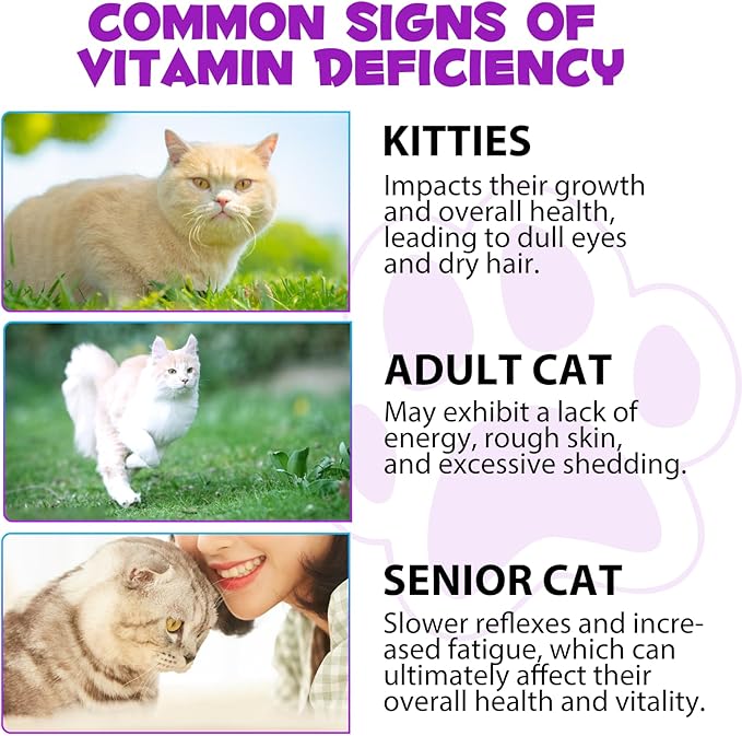 Cat Multivitamin,15 in 1 Cat Vitamins Liquid Drops Supplements for Heart Health, Bones, Joint, Skin & Coat, Bladder, Immune System Support 60ml