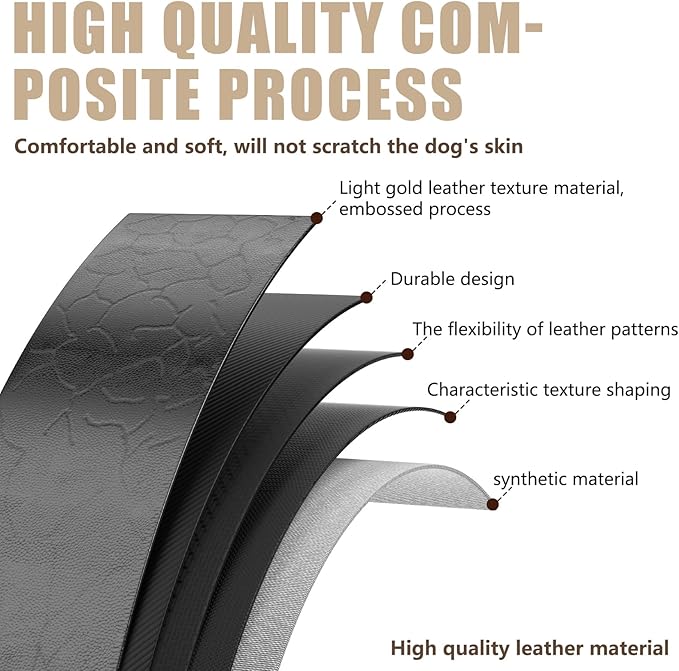 AirTag Dog Collar - Leather Dog Collar with Airtag Holder | IP68 Waterproof AirTag Holder with Metal Buckle, Comfortable GPS Dog Collars Tracker for Medium Large Dogs (Black, XL)