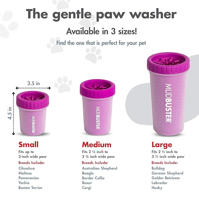 Dexas MudBuster Portable Dog Paw Cleaner, Small, Fuchsia - Premium Quality Pet Accessory