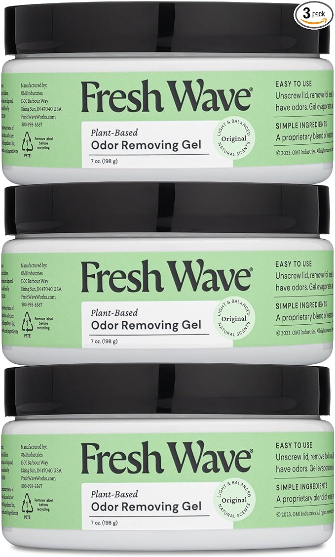 Fresh Wave Odor Removing Gel, 7 oz., Pack of 3 - Odor Absorbers for Home, Safer Odor Relief, Natural Plant-Based Odor Eliminator, Every 7 oz. lasts 15-30 Days, For Cooking, Trash & Pets