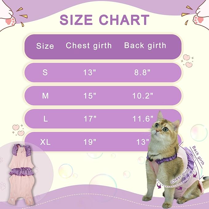Cat Recovery Suit,Kitten Onesie After Surgery,E-Collar Alternative for Abdominal Wound and Skin Diseases,Soft Breathable Bodysuit After Spay（Yellow-m）