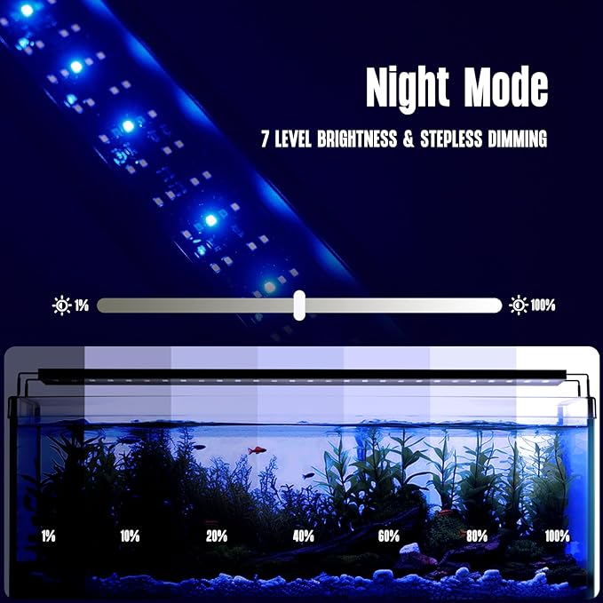 GLOWRIUM Aquarium Light, LED Freshwater Fish Tank Light with Timer, Full Spectrum Planted Aquarium Grow Lights with Daylight/Moonlight Mode, Brightness Adjustable, Auto On/Off (17-23 in)