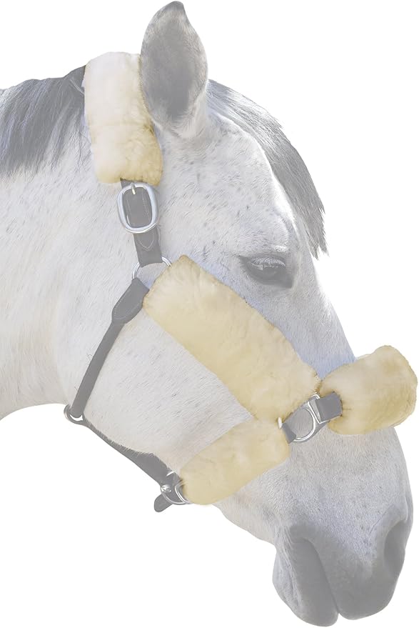 ECP Equine Comfort Products Merino Sheepskin Halter Fleece Set for Horses, 100% Natural Wool, Chafe Protection, Breathable Relief & Cushioned Comfort, Machine Washable, 6-Piece Set