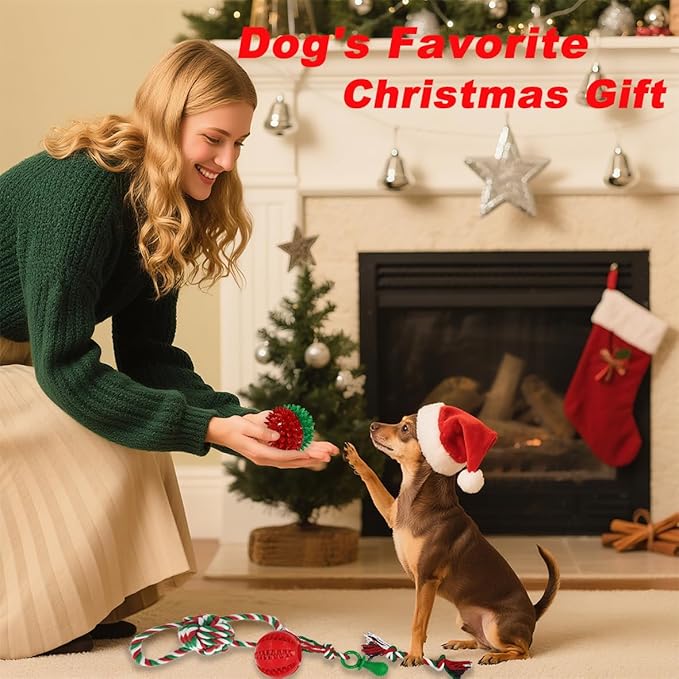 Dog Toys 15 Pack for Teeth Cleaning and Fun, Puppy Teething Chew Toys Tug Rope Squeaky Treat Balls & Rubber Tous Bulk– Variety Dog Gifts Set Reduce Anxiety & Save Furniture, Christmas