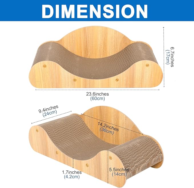 Cat Scratcher Cardboard, Scratching Pad House Bed Furniture Protector, Infinity Shape, Curved (Wood, Round Sofa)