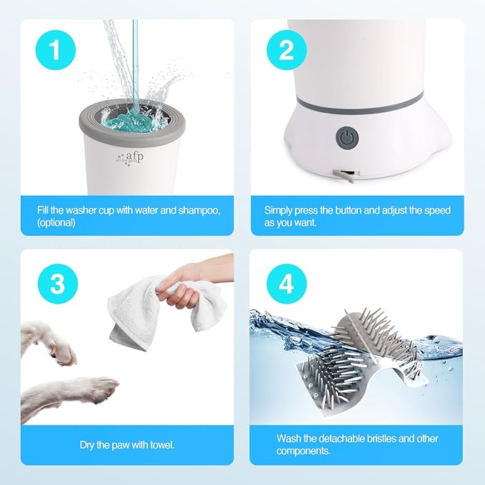 ALL FOR PAWS Low Noise Automatic Dog Paw Cleaner Electric Dog Paw Washer Cup for Dog Muddy Claws, USB Rechargeable Pet Foot Washer for Small and Medium-Sized Dogs
