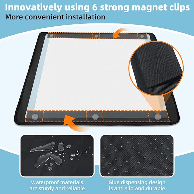 Dog Pee Pad Holder, Oxford Cloth Material, Fit 24"x24" Pad,Puppy Pad Holder, 6 Powerfu Magnetic Clips, Indoor Dog Potty, Black