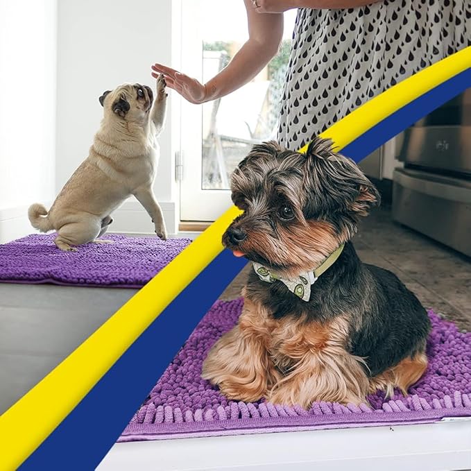 Muddy Mat® Original Dog Door Mat for Muddy Paws, Super Absorbent Microfiber, Non-Slip Washable Pet Rug, Quick Dry Chenille Entryway Carpet, Machine Washable Indoor Outdoor mat, Purple 48"x60"
