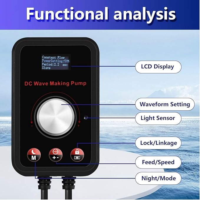 CONQUERALL 28W DC 24V Wave Maker 660-4700GPH Marine Aquarium Reef Powerhead 10-Speed Flow Controllable Multi Wave More Energy Saving Suit for Tropical Fish and Reef Tank