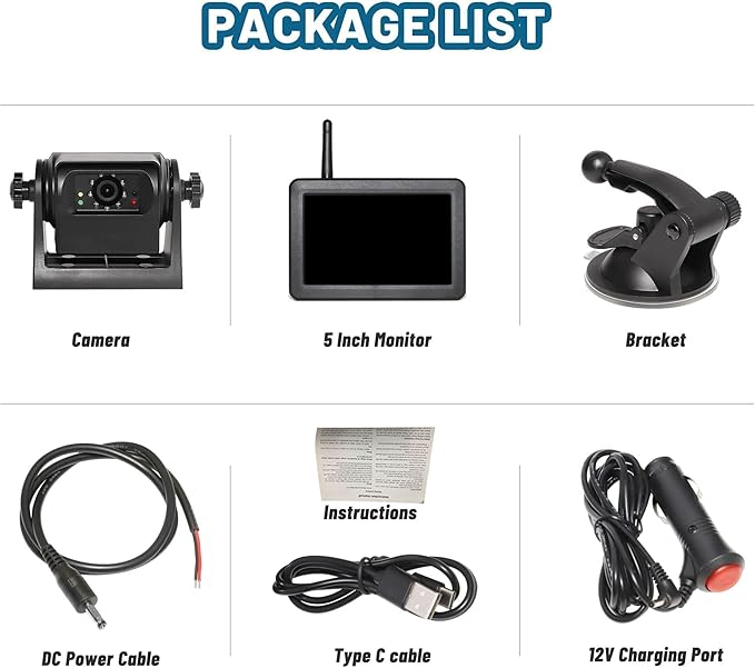 EWAY Wireless WiFi Magnetic Hitch Backup Camera 1080P HD Rechargeable Battery Powered No Wiring Rear View Reverse Monitoring Camera for Car Truck Pickup RV Camper 5th Wheel Horse Trailer Boat Trailer