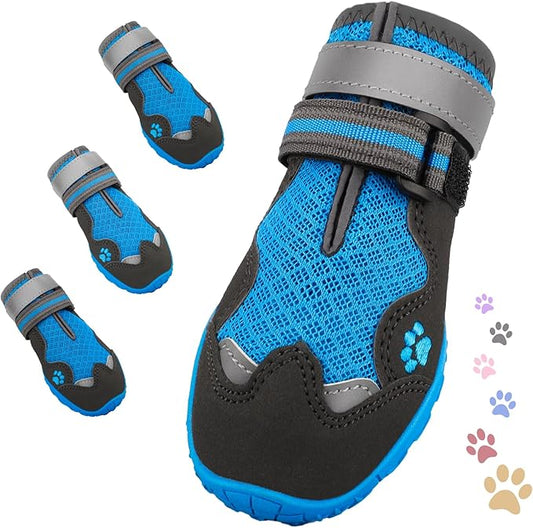 Dog Shoes for Large Medium Small Dog, Mesh Breathable Dog Shoes for Hot Pavement, Anti-Slip Dogs Boots Paw Protectors with Reflective for Outdoor Walking Indoor Hardfloors (Size 6)