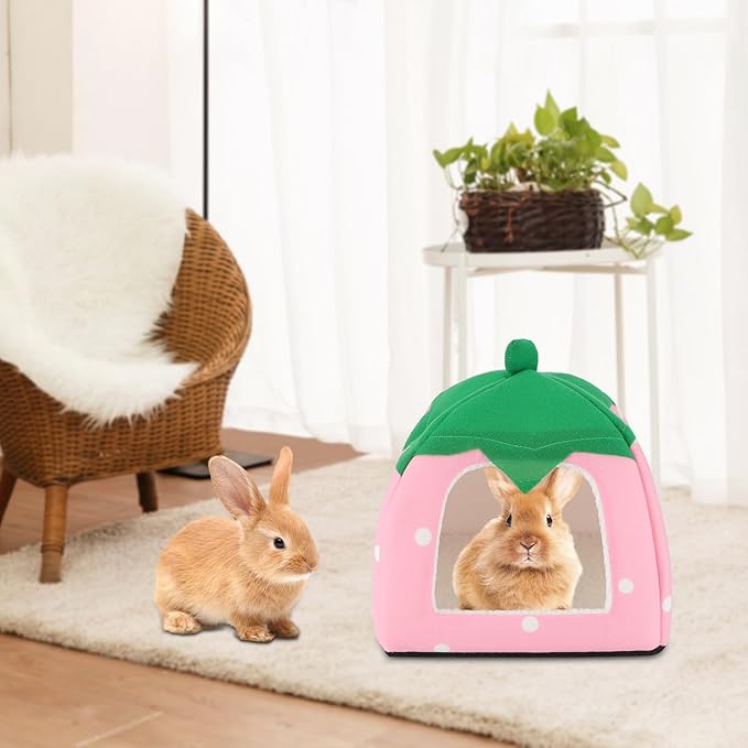 BWOGUE Guinea Pig House Bed Cozy Hamster Cave Large Hideout for Dwarf Rabbits Hedgehog Bearded Dragon Winter Nest Hamster Cage Accessories