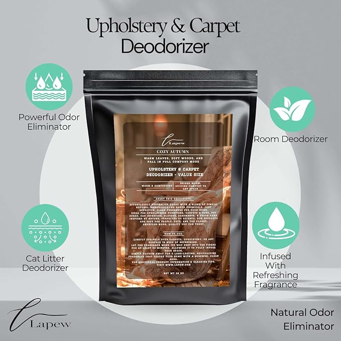 Cozy Autumn Carpet Freshener Powder Refill 36 oz | Powerful Odor Eliminator for Home | Upholstery Deodorizer | Carpet Deodorizer | Pet Urine | Cat Litter Box