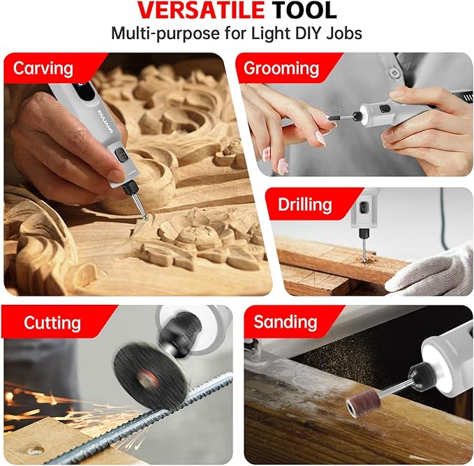 Dog Nail Grinder - Rechargeable Pet Nail Grinder, Electric Upgraded 5 Speed w LED Lights Cordless Dog Nail Trimmer Kit, 40 Accessories Pet Dog Claw Care Kit for Dogs Cats and Small Medium Animals Grey