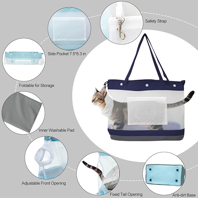 Dog Purse Carrier for Small Dogs Cat Kitty Puppy Rabbit Bunny Dog Cat Bag Carrier for Animals up to 22lbs Soft Sided, Collapsible Pet Carrier Sling for Outing Travel Vet-Dark Blue