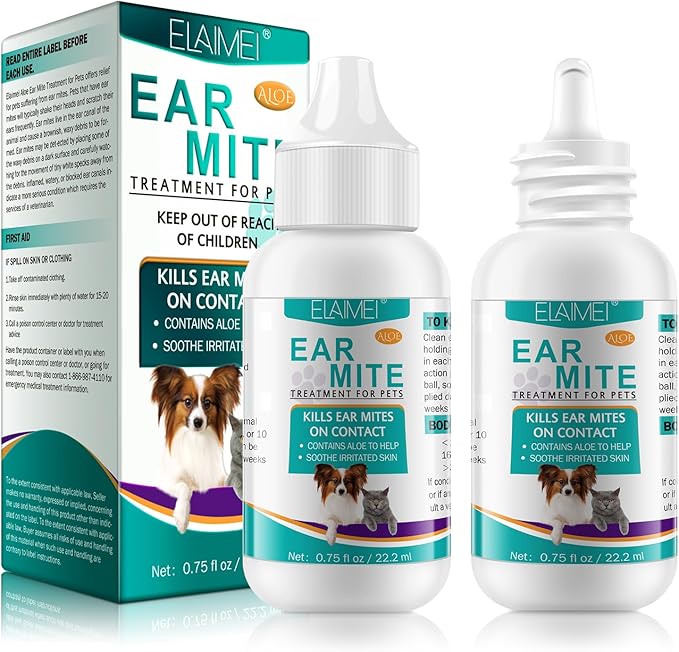 Ear Mite Treatment for Dogs 2PACK, Dog Ear Infection Treatment, Dog Ear Mite Treatment, Dog Ear Drops Alleviation Suffering from Ear Mites & Itching and Odours Stinky Stuff, Dogs Ear Care Solution