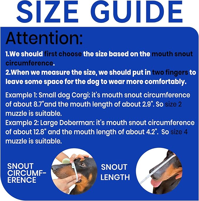 Dog Muzzle, Basket Muzzle for Small Medium Large Dogs, Anti-Biting and Chewing, Lightweight & Sturdy Cage Design, Allows Panting & Drinking, Ideal for Grooming & Training(Blue Size XL)