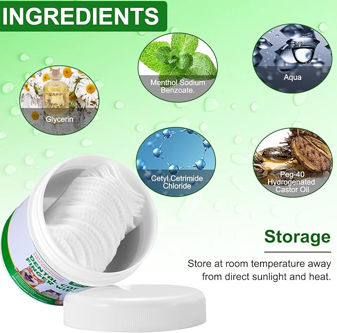 ALIVO Dental Teeth Cleaning Wipes for Dogs & Cats, Remove Bad Breath by Removing No-Rinse Dog Finger Toothbrush, Disposable Gentle Cleaning Pet Dental Care Wipes, 50pc