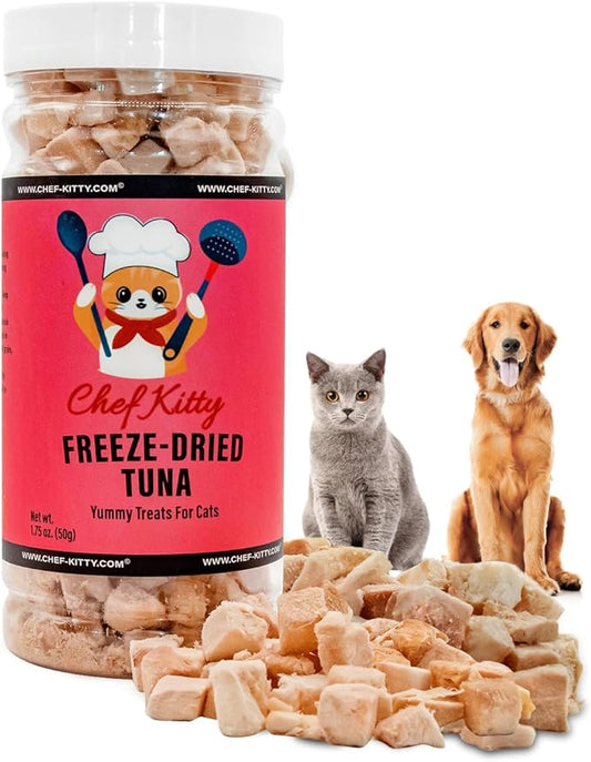 Freeze-Dried Tuna Treats for Cats & Dogs – 100% Wild Caught, Single Ingredient, High-Protein, Healthy Snack – No Additives or Preservatives – 1.7oz - Inspected & Tested in USA