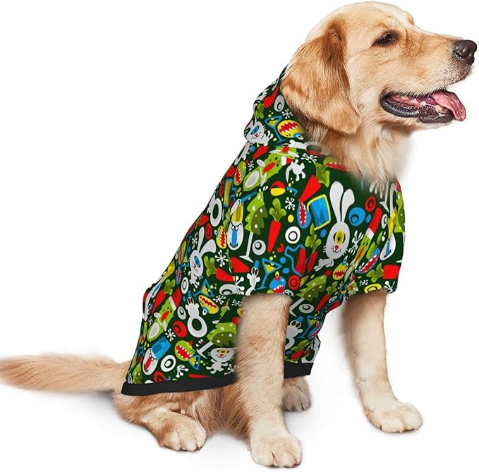 Christmas Green Monster Hoodie,Christmas Cosplay Dog Clothes with Pocket and Hat Winter Clothes Sweaters Small