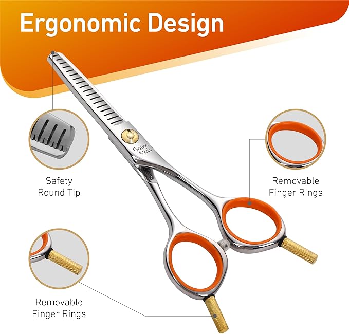 Fenice Peak 5'' Small Thinning Scissors Lightweight Dog and Cat Grooming Scissors with Safety Round Tip JP440C Stainless Steel Sharp Blades for Body Facial Nose Ear and Paw Hair Easy Use