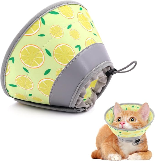 Cat Cone Collar Soft, Comfortable Cat Recovery Collar Pet Cone for Small Large Cats, Lightweight Elizabethan Collar for Cats Kittens After Surgery Prevent from Licking Wounds, Yellow, S