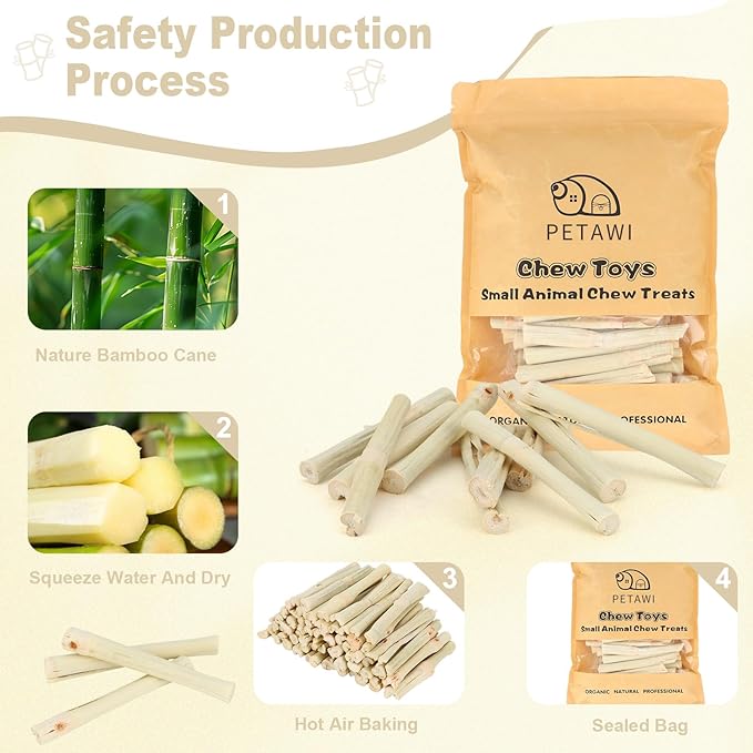 900g Sweet Bamboo Chew Sticks for Rabbits, Chinchilla Rabbit Toys Guinea Pig Chews Sticks, Natural Rabbit Bunny Molar Treats Snacks Toys for Chinchilla, Guinea Pig, Hamster Small Animals