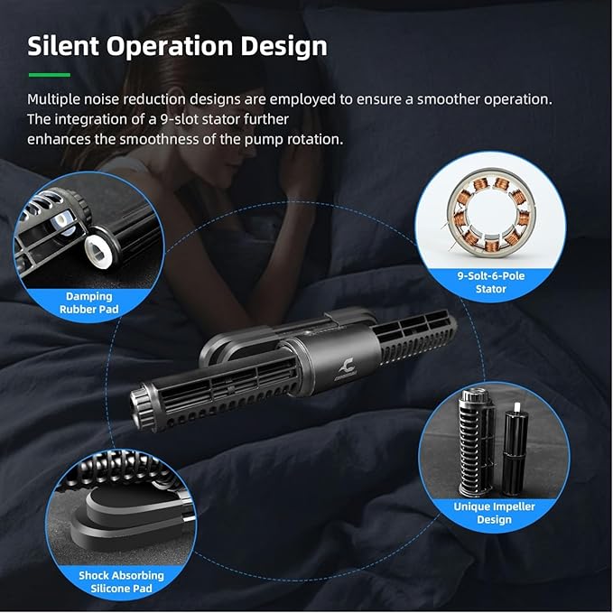 CONQUERALL Magnetic Powerhead 55W 35000L/H DC 24V Cross Flow Circulation Pump for 160 Gallon Freshwater Marine Wave Maker