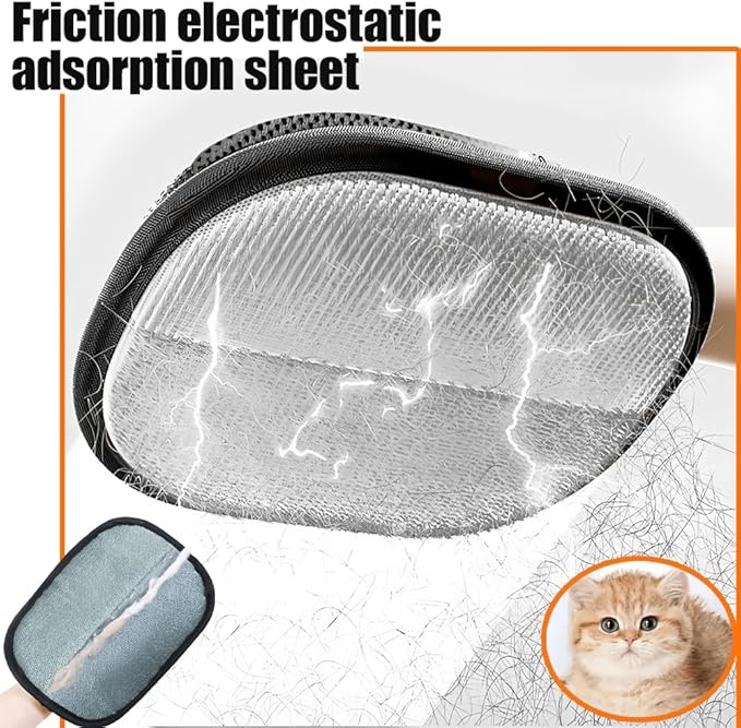 Double-Sided Pet Hair Removal Gloves - Reusable Static Removal Grooming Gloves for Dogs & Cats, Efficient Fur Removal Tool for Furniture, Carpet, Car Seats, Sofa, Bedding & Clothes (1 Pack)