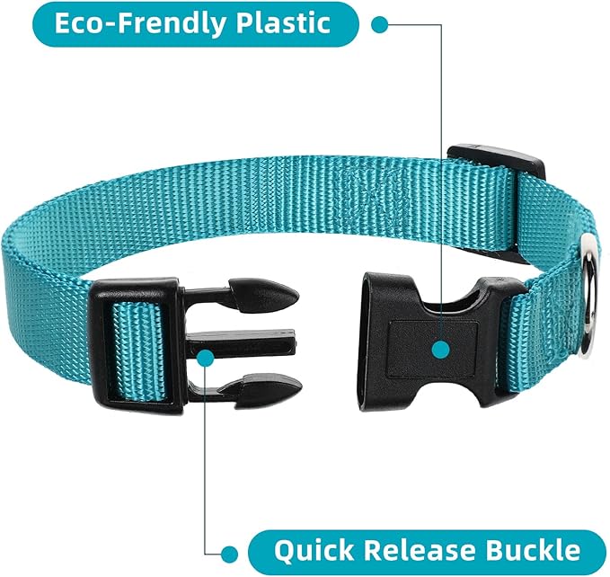 9 Pieces Adjustable Dog Collar for Animal, Soft Nylon Pets Puppy Collar with Quick Release Buckle Holder Bulk for Dogs Walking Running Training(Large,Retro Colors)