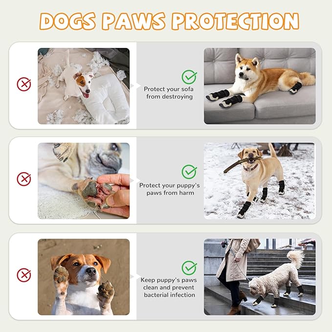 Dog Shoes for Large Small Medium Dogs, Dog Snow Boots Winter, Dog Booties and Paw Protectors to Prevent Licking, Anti-Slip Dog Shoes with Reflective for Hot Pavement,Hardwood Floors, Hiking (Size 5)