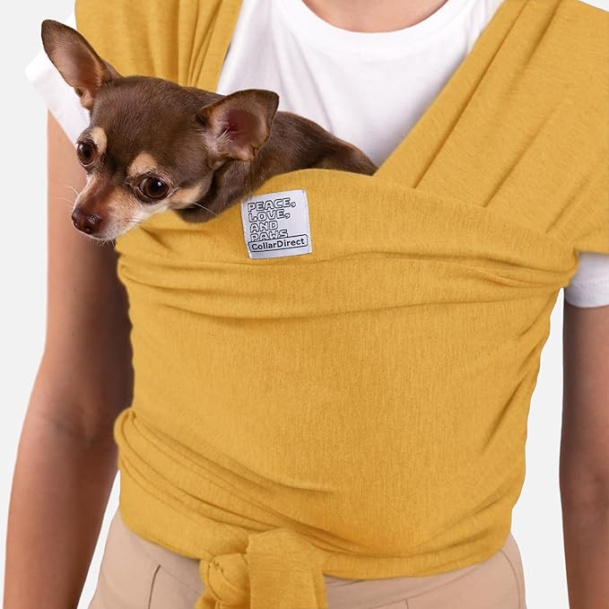 Dog Sling Carrier for Small Dogs - Anti-Anxiety Cat Sling, Puppy Pouch - Pet Sling in Gray Black Blue Green Pink Yellow (Yellow, Standard)