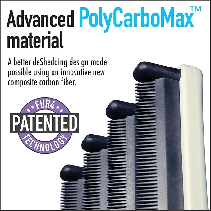 FUR4 deShedding Tool for Long Hair Cats - Innovative Cat Grooming Brush with 4 Composite Carbon Fiber Edges for Effective Fur Removal - Cat Hair Deshedder Brush for a Comfortable Grooming Experience