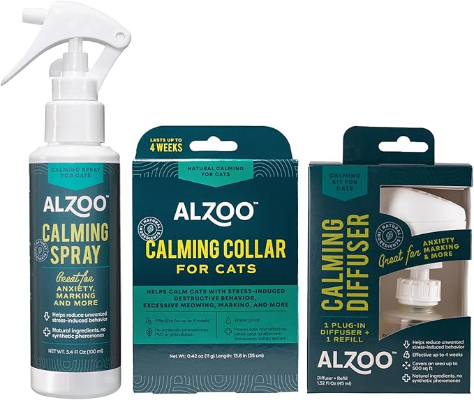 Calming Cat Spray, Collar and Diffuser Bundle
