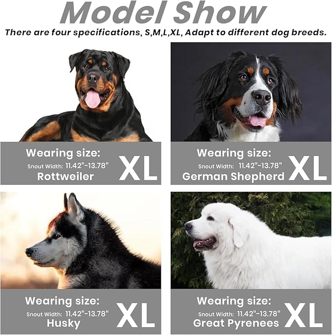 Dog Muzzle, Basket Muzzle for Small Medium Large Dogs, Anti-Biting and Chewing, Lightweight & Sturdy Cage Design, Allows Panting & Drinking, Ideal for Grooming & Training(Black Size XL)