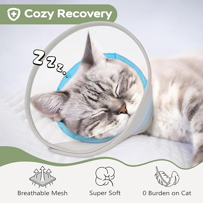 Cat Cone Collar Soft: Comfortable Waterproof Mesh Recovery Cone After Surgery to Stop Licking and Scratch, Alternative to Plastic Elizabeth Head/Neck Cone