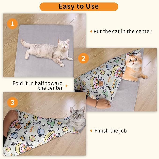 Cat Wrap for Grooming,Cat Wrap for Cutting Nails,Self-Adherent Soft Cat Blanket，Restrain The Cat to Keep Calm,Anti-Bite, Anti-Scratch, Wrap Anti-Escape Grooming Bags for Cats (Within 9lbs)